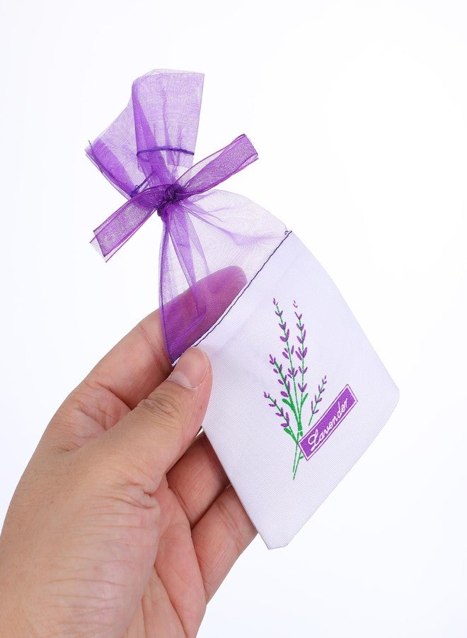 أكياس معطرة فارغة برائحة الخزامى، عبوة من 25 كيسًا، شرائط شاش بنفسجية، أكياس هدايا من شاش الأورجانزا، أكياس للخزامى والتوابل (بنفسجي فاتح) - Image 3